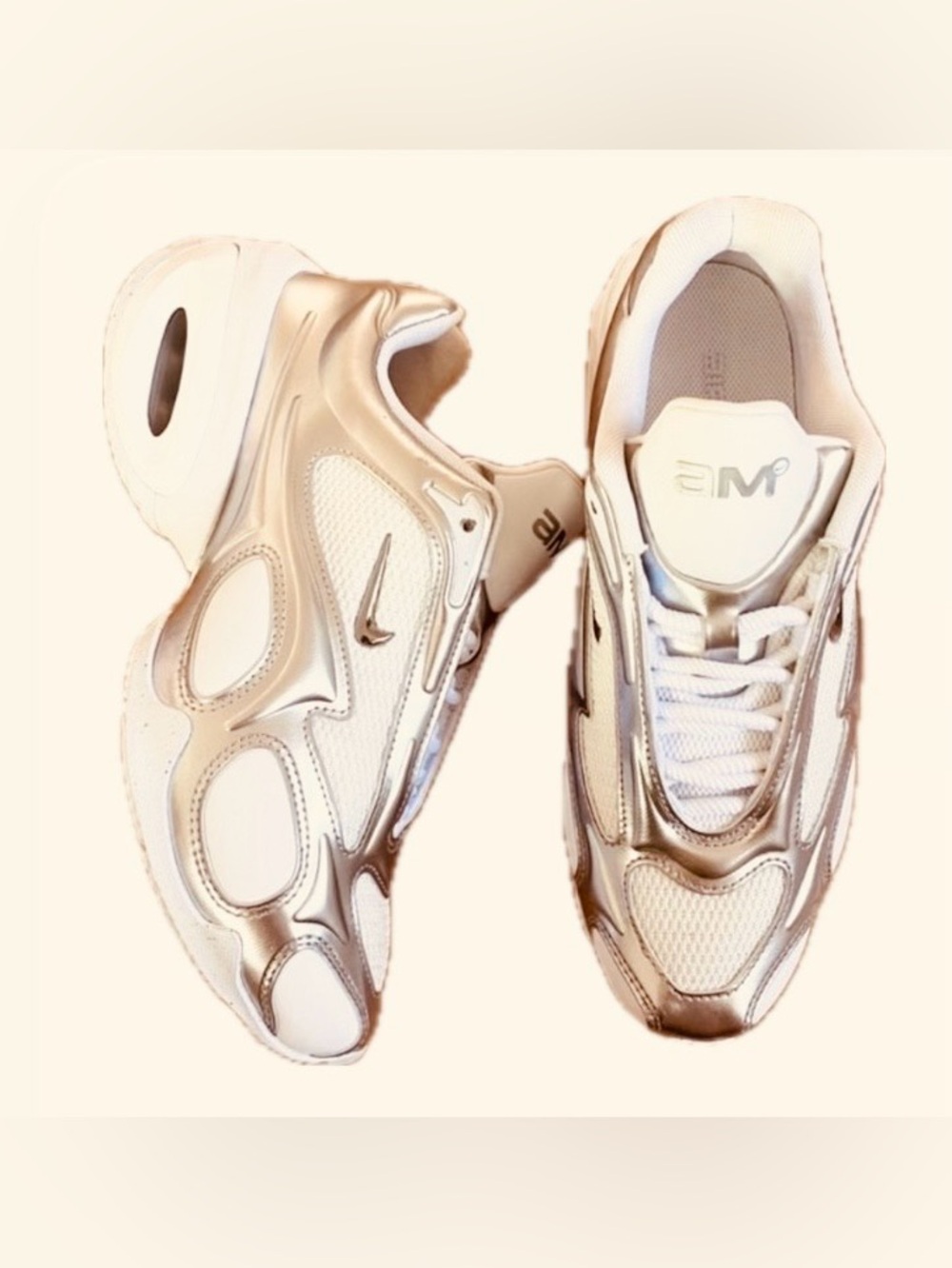 Nike AirMax Muse Cream and Gold Athletic Sneakers